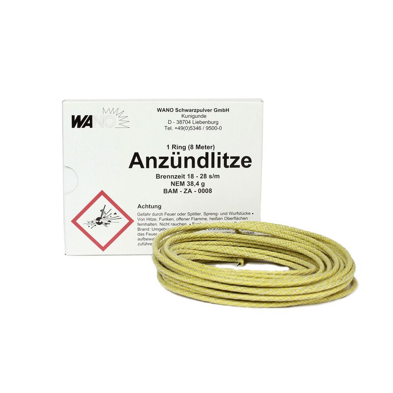 Anzündlitze gelb 18-28 Sekunden 8m Ring Anzündlitze gelb 18-28 Sekunden 8m Ring