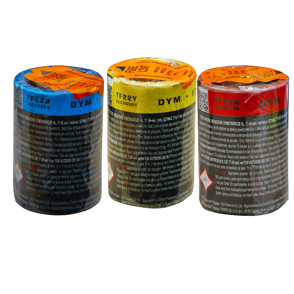 Rauchtopf TF22 Rot, Blau, Gelb und weiß Rauchtopf TF22 Rot, Blau, Gelb und weiß